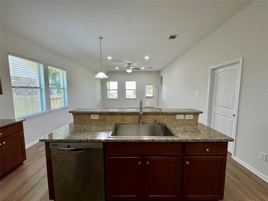 Interior, Kitchen, Pendant Lights, Recessed Lighting, Wood Texture Flooring