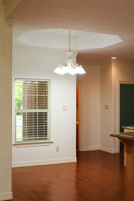 Chandelier, Empty room, Interior, Wood Texture Flooring