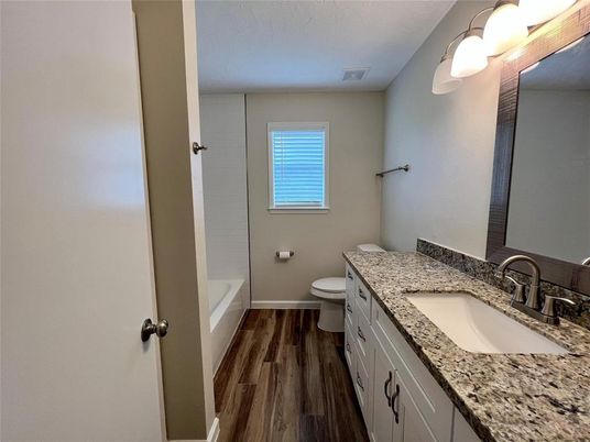 Bathroom, Dual Sink Vanities, Interior, Wood Texture Flooring