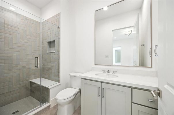 Bathroom, Glass Shower, Interior, Recessed Lighting