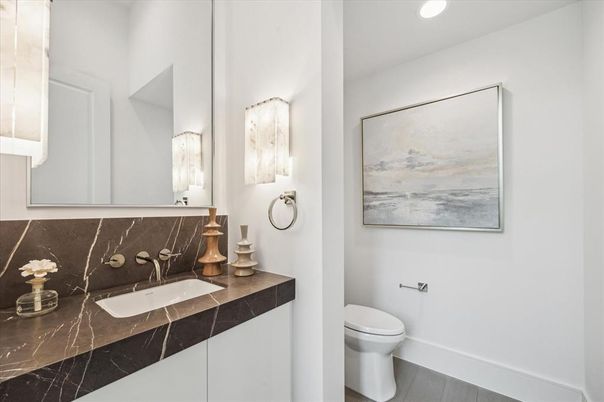 Bathroom, Interior, Recessed Lighting, Wood Texture Flooring