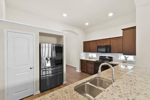 Interior, Kitchen, Recessed Lighting, Wood Texture Flooring