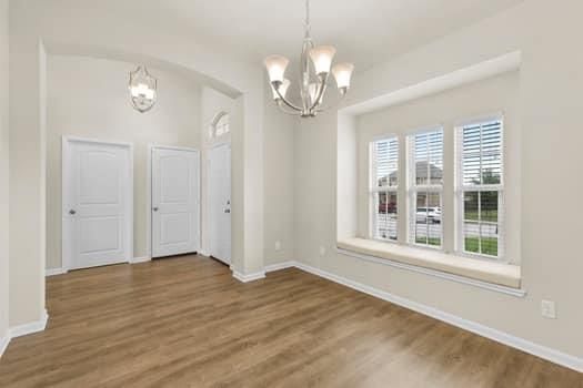 Chandelier, Empty room, Interior, Wood Texture Flooring