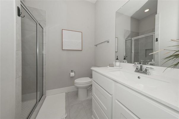 Bathroom, Glass Shower, Interior, Recessed Lighting