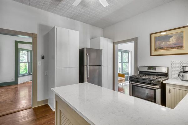 Interior, Kitchen, Stainless Steel Appliances, Wood Texture Flooring