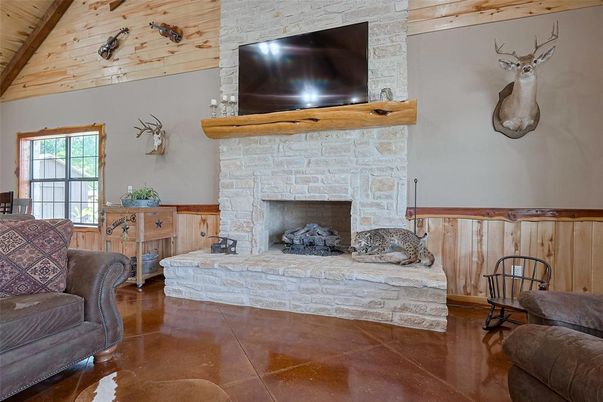 Fireplace, Interior, Stone Walls, Wooden Ceilings