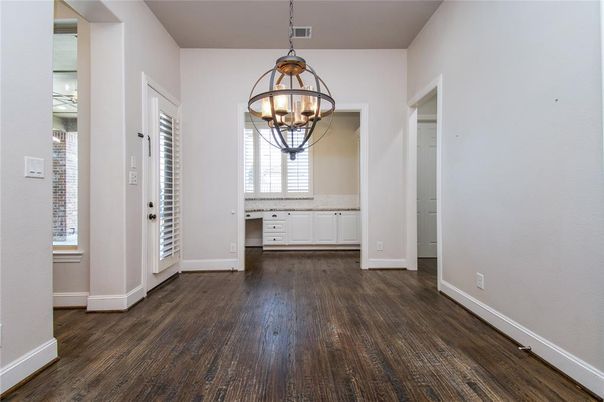 Chandelier, Empty room, Interior, Pendant Lights, Wood Texture Flooring