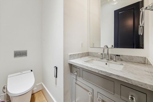 Bathroom, Interior, Tile Countertops, Wood Texture Flooring