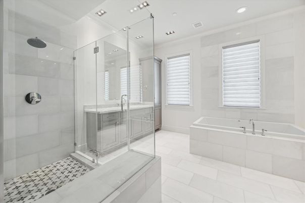 Bathroom, Glass Shower, Interior, Recessed Lighting