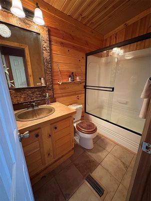 Bathroom, Glass Shower, Interior, Wooden Ceilings, Wooden Walls