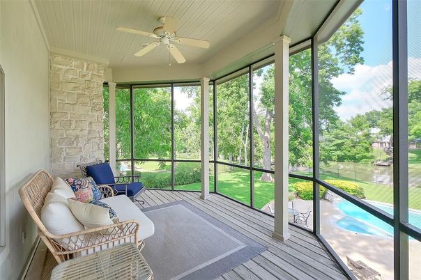 Interior, Stone Walls, Sun Room, Wood Texture Flooring