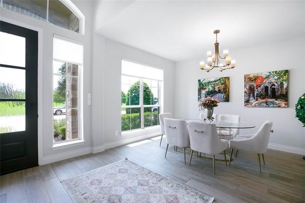 Chandelier, Dining room, Interior, Wood Texture Flooring