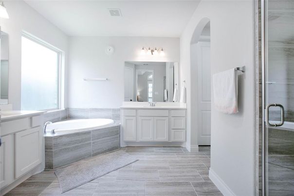 Bathroom, Dual Sink Vanities, Glass Shower, Interior