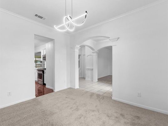 Empty room, Interior, Kitchen, Pendant Lights, Wood Texture Flooring