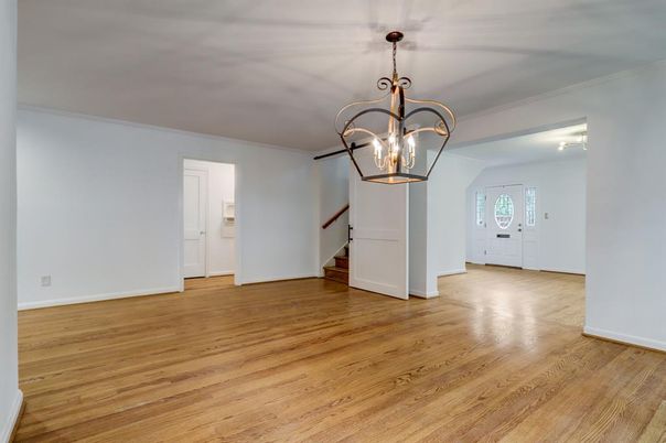 Chandelier, Empty room, Interior, Pendant Lights, Wood Texture Flooring