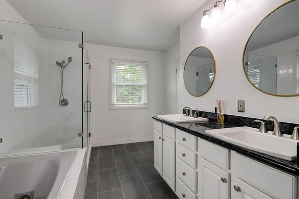 Bathroom, Dual Sink Vanities, Glass Shower, Interior