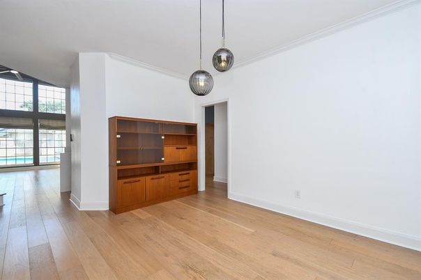 Empty room, Interior, Pendant Lights, Wood Texture Flooring