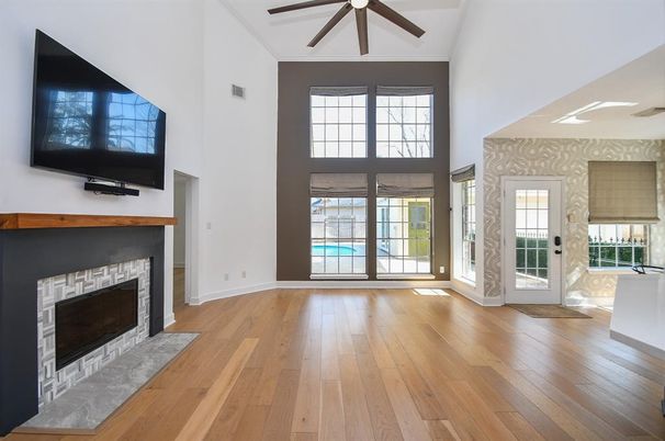 Empty room, Fireplace, Interior, Wood Texture Flooring