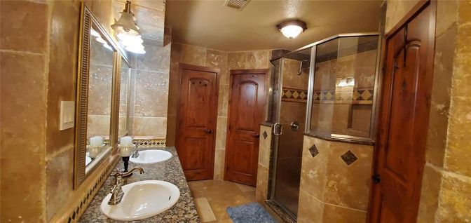 Bathroom, Dual Sink Vanities, Glass Shower, Interior