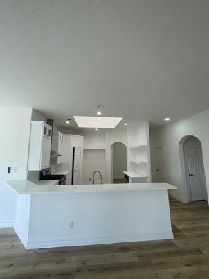 Interior, Kitchen, Recessed Lighting, Wood Texture Flooring