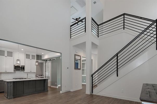 Interior, Kitchen, Pendant Lights, Recessed Lighting, Wood Texture Flooring