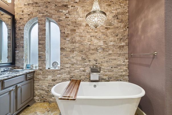 Bathroom, Free Standing Baths, Interior, Stone Walls