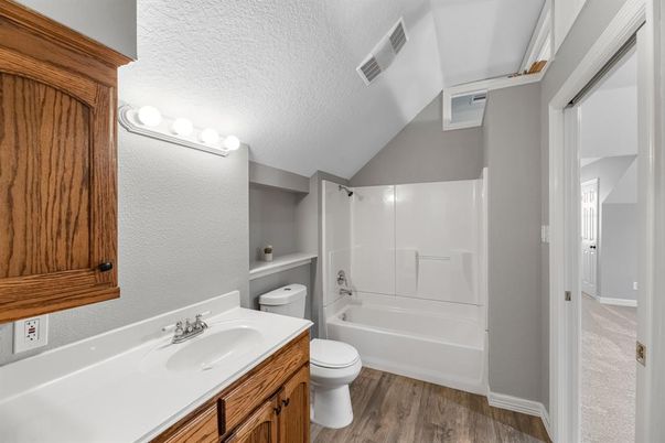 Bathroom, Dual Sink Vanities, Interior, Wood Texture Flooring