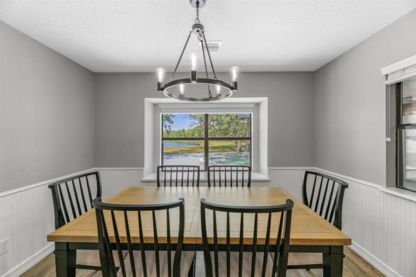Chandelier, Dining room, Interior, Wood Texture Flooring