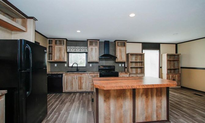 Interior, Kitchen, Recessed Lighting, Wood Texture Flooring