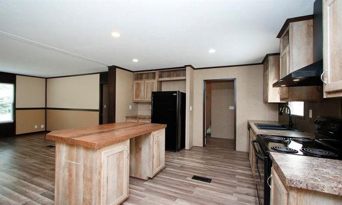 Interior, Kitchen, Recessed Lighting, Wood Texture Flooring