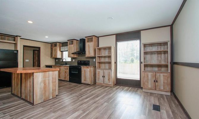 Interior, Kitchen, Recessed Lighting, Wood Texture Flooring