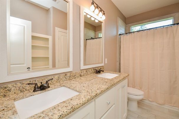 Bathroom, Dual Sink Vanities, Interior, Wood Texture Flooring
