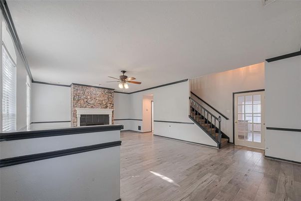 Fireplace, Interior, Stone Walls, Wood Texture Flooring