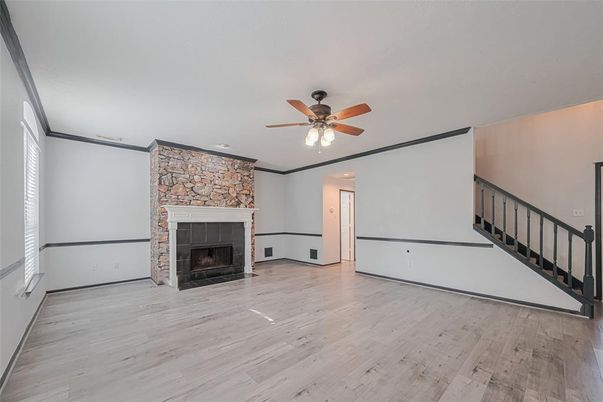 Empty room, Fireplace, Interior, Wood Texture Flooring