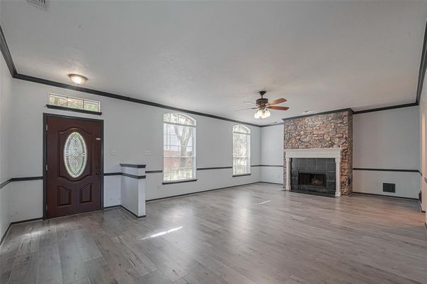 Empty room, Fireplace, Interior, Wood Texture Flooring