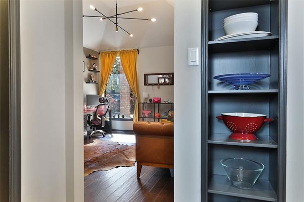 Home Office, Interior, Pendant Lights, Wood Texture Flooring