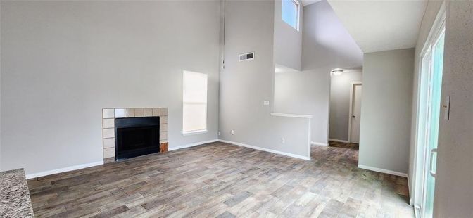 Empty room, Fireplace, Interior, Wood Texture Flooring