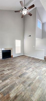 Empty room, Fireplace, Interior, Wood Texture Flooring
