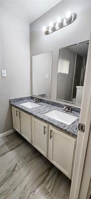 Bathroom, Dual Sink Vanities, Interior, Wood Texture Flooring