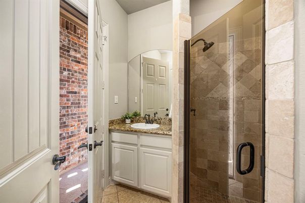Bathroom, Glass Shower, Interior, Stone Walls