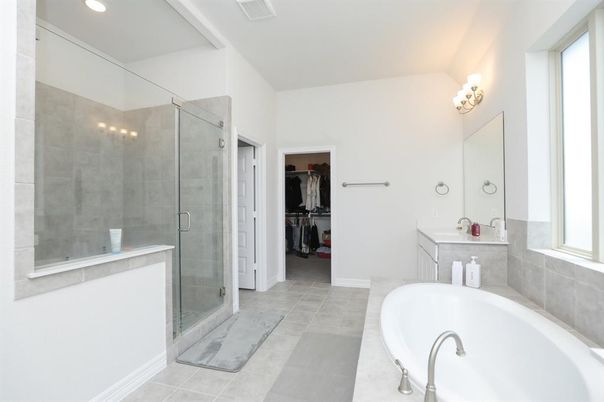 Bathroom, Glass Shower, Interior, Recessed Lighting