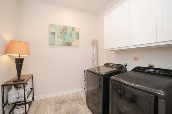 Interior, Washer, Wood Texture Flooring