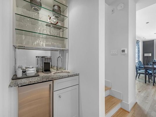 Dining room, Interior, Recessed Lighting, Wood Texture Flooring
