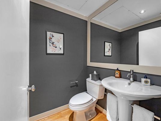 Bathroom, Interior, Recessed Lighting, Wood Texture Flooring