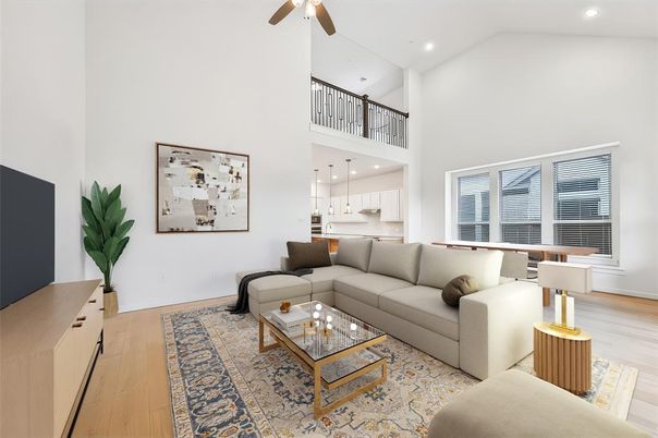 Interior, Living room, Recessed Lighting, Wood Texture Flooring