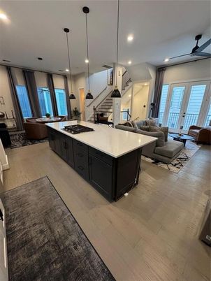 Interior, Kitchen, Living room, Pendant Lights, Recessed Lighting, Wood Texture Flooring