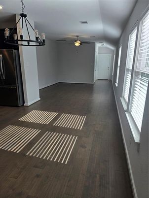 Chandelier, Empty room, Interior, Wood Texture Flooring
