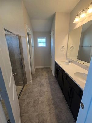 Bathroom, Dual Sink Vanities, Glass Shower, Interior