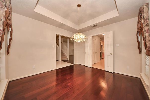Empty room, Interior, Pendant Lights, Wood Texture Flooring