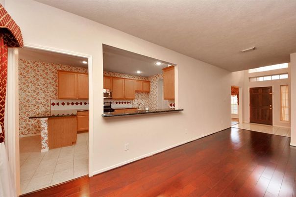 Interior, Kitchen, Recessed Lighting, Wood Texture Flooring